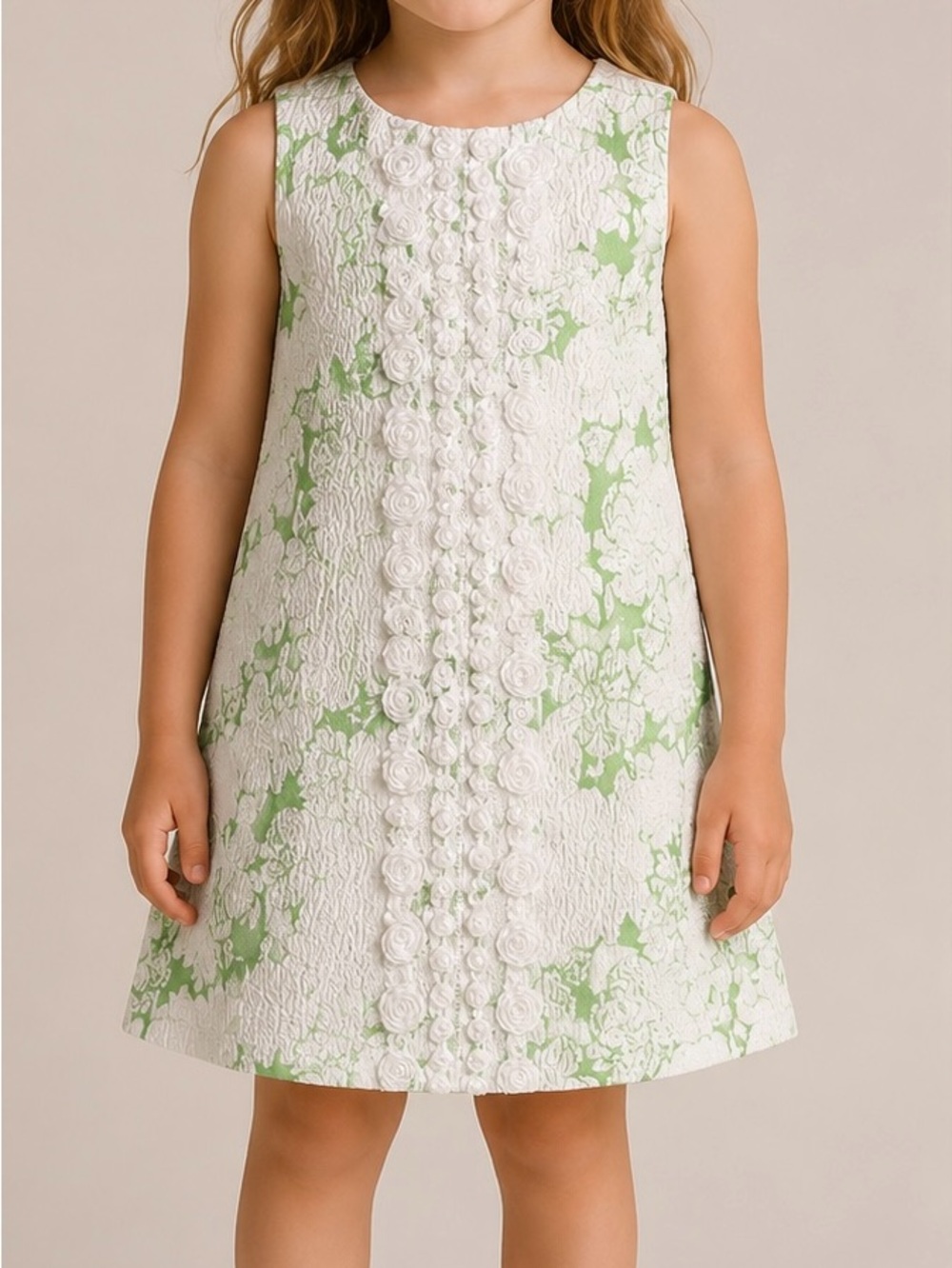 Bonnie Jean girl’s sz 6X mint green& white A-line dress, party dress